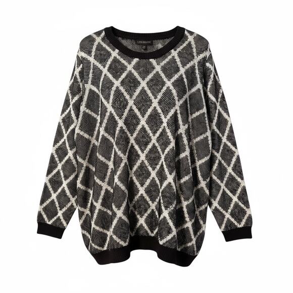 Lane Bryant Cozy Diamond Knit Sweater 26/28 – Black & White Tunic Length - Picture 1 of 3